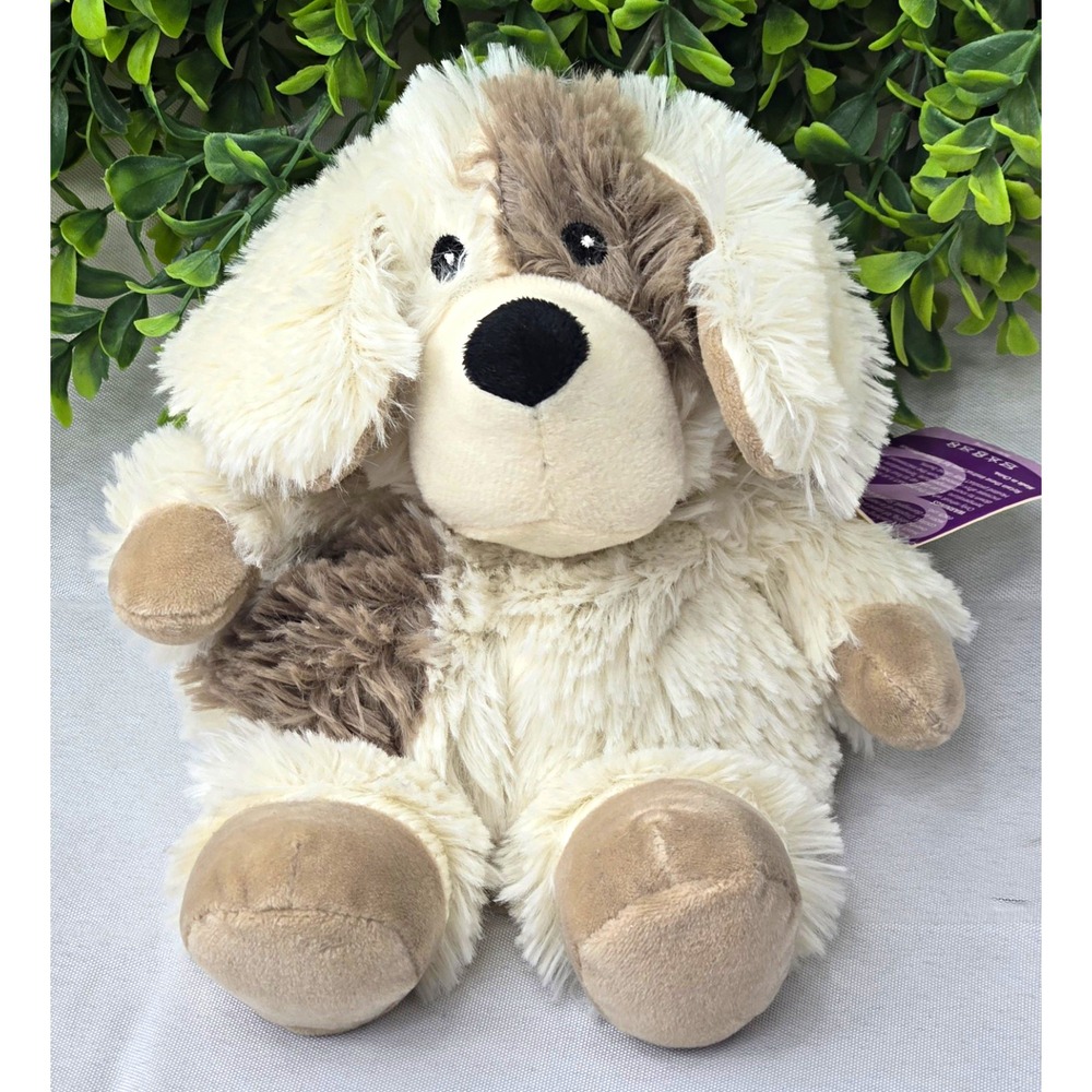 Warmies Puppy Dog Microwavable Plush Lavender Scented Weighted Heating Pad Cream